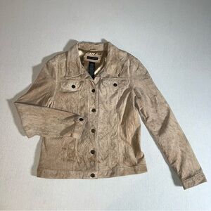 For Joseph 100% Suede Button Down Western Jacket in Beige, Size Large